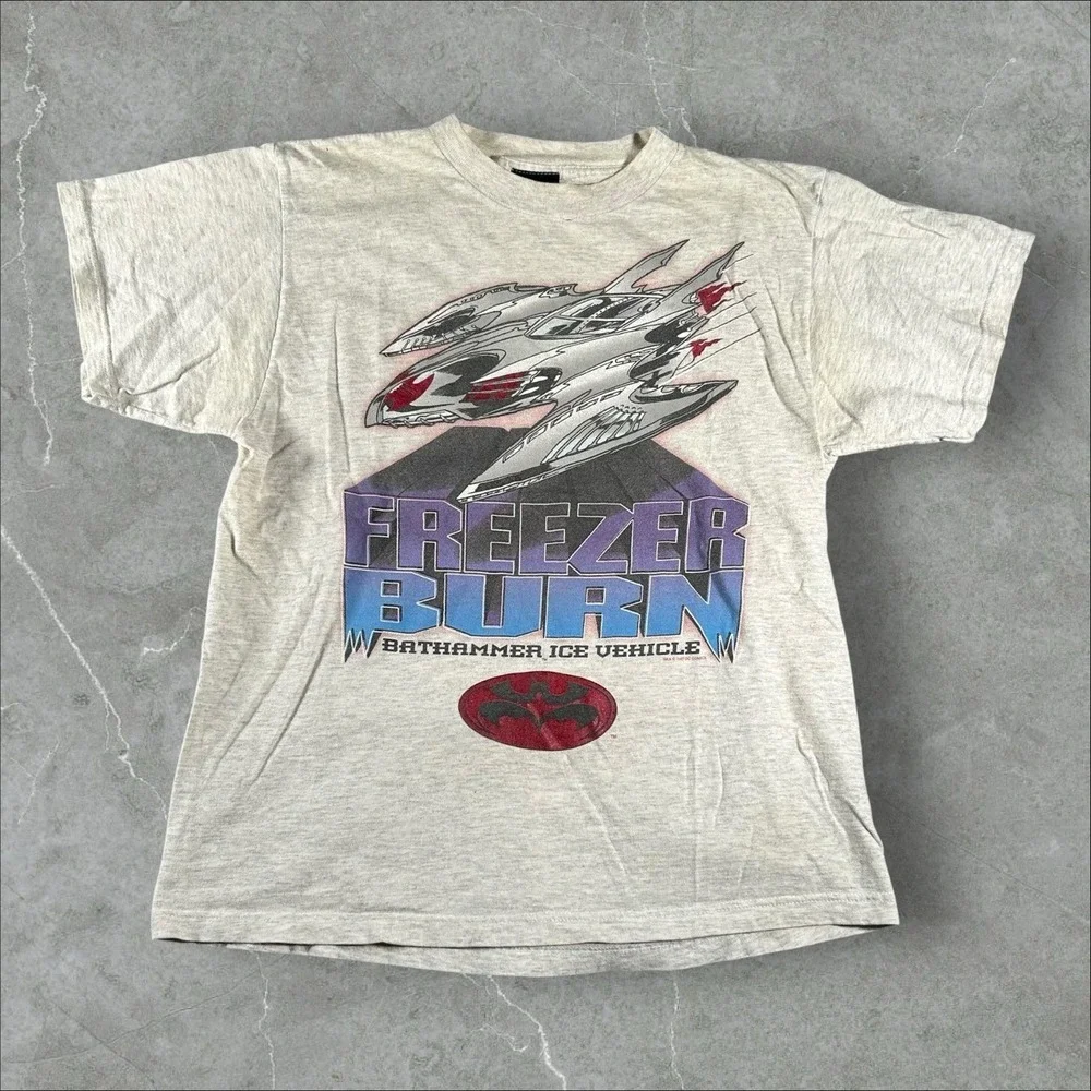 Vintage DC Comics Kids XL Shirt Grey Batman Bathammer 90s Freezer Burn 1997 DC